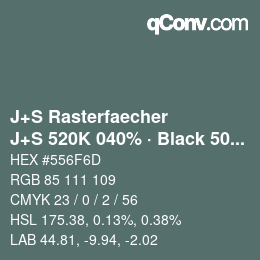 カラーコード: J+S Rasterfaecher - J+S 520K 040% · Black 50% | qconv.com