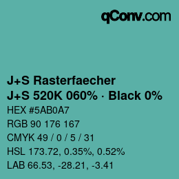 Code couleur: J+S Rasterfaecher - J+S 520K 060% · Black 0% | qconv.com