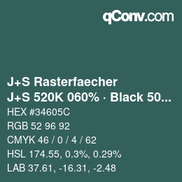 Color code: J+S Rasterfaecher - J+S 520K 060% · Black 50% | qconv.com