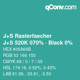 Code couleur: J+S Rasterfaecher - J+S 520K 070% · Black 0% | qconv.com