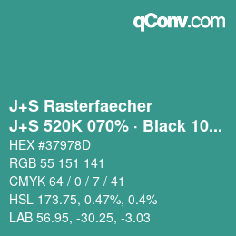 カラーコード: J+S Rasterfaecher - J+S 520K 070% · Black 10% | qconv.com