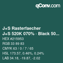 Code couleur: J+S Rasterfaecher - J+S 520K 070% · Black 50% | qconv.com