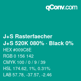 カラーコード: J+S Rasterfaecher - J+S 520K 080% · Black 0% | qconv.com