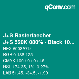 Farbcode: J+S Rasterfaecher - J+S 520K 080% · Black 10% | qconv.com