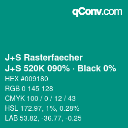 Farbcode: J+S Rasterfaecher - J+S 520K 090% · Black 0% | qconv.com