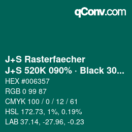 カラーコード: J+S Rasterfaecher - J+S 520K 090% · Black 30% | qconv.com