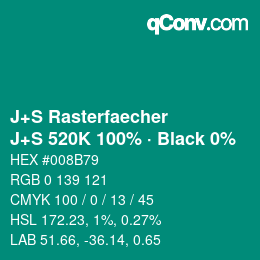 Farbcode: J+S Rasterfaecher - J+S 520K 100% · Black 0% | qconv.com