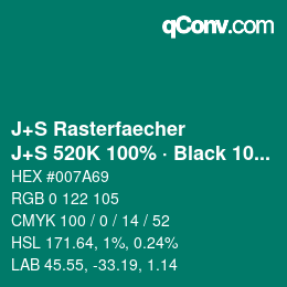 カラーコード: J+S Rasterfaecher - J+S 520K 100% · Black 10% | qconv.com