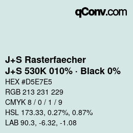 Farbcode: J+S Rasterfaecher - J+S 530K 010% · Black 0% | qconv.com