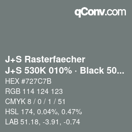 Code couleur: J+S Rasterfaecher - J+S 530K 010% · Black 50% | qconv.com