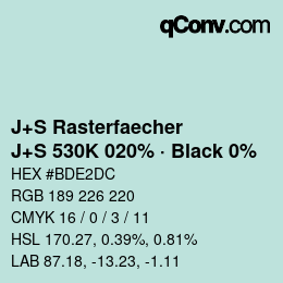 Farbcode: J+S Rasterfaecher - J+S 530K 020% · Black 0% | qconv.com