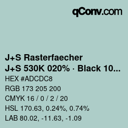 Code couleur: J+S Rasterfaecher - J+S 530K 020% · Black 10% | qconv.com