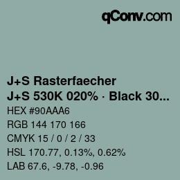 Farbcode: J+S Rasterfaecher - J+S 530K 020% · Black 30% | qconv.com