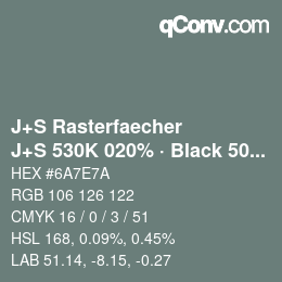 Farbcode: J+S Rasterfaecher - J+S 530K 020% · Black 50% | qconv.com