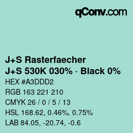 Farbcode: J+S Rasterfaecher - J+S 530K 030% · Black 0% | qconv.com