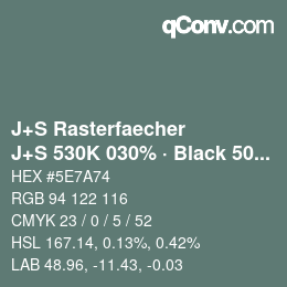 カラーコード: J+S Rasterfaecher - J+S 530K 030% · Black 50% | qconv.com
