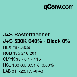 Farbcode: J+S Rasterfaecher - J+S 530K 040% · Black 0% | qconv.com