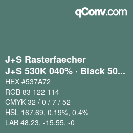 Code couleur: J+S Rasterfaecher - J+S 530K 040% · Black 50% | qconv.com