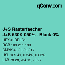 カラーコード: J+S Rasterfaecher - J+S 530K 050% · Black 0% | qconv.com
