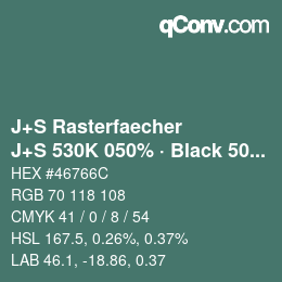 Code couleur: J+S Rasterfaecher - J+S 530K 050% · Black 50% | qconv.com