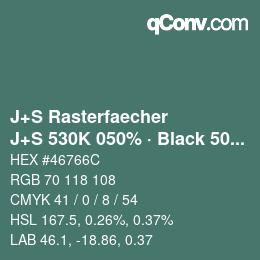 Color code: J+S Rasterfaecher - J+S 530K 050% · Black 50% | qconv.com