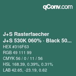 Farbcode: J+S Rasterfaecher - J+S 530K 060% · Black 50% | qconv.com