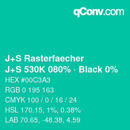 Farbcode: J+S Rasterfaecher - J+S 530K 080% · Black 0% | qconv.com