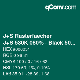 カラーコード: J+S Rasterfaecher - J+S 530K 080% · Black 50% | qconv.com