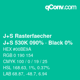 Farbcode: J+S Rasterfaecher - J+S 530K 090% · Black 0% | qconv.com