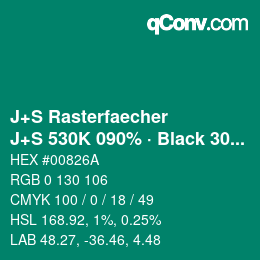 カラーコード: J+S Rasterfaecher - J+S 530K 090% · Black 30% | qconv.com