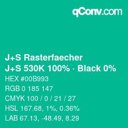 Code couleur: J+S Rasterfaecher - J+S 530K 100% · Black 0% | qconv.com