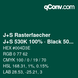 カラーコード: J+S Rasterfaecher - J+S 530K 100% · Black 50% | qconv.com
