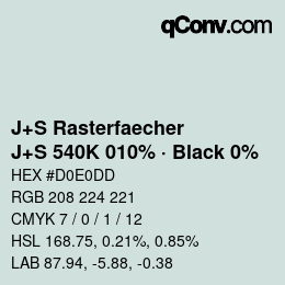 Color code: J+S Rasterfaecher - J+S 540K 010% · Black 0% | qconv.com