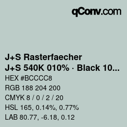 Farbcode: J+S Rasterfaecher - J+S 540K 010% · Black 10% | qconv.com