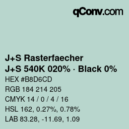 Farbcode: J+S Rasterfaecher - J+S 540K 020% · Black 0% | qconv.com