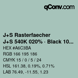 カラーコード: J+S Rasterfaecher - J+S 540K 020% · Black 10% | qconv.com