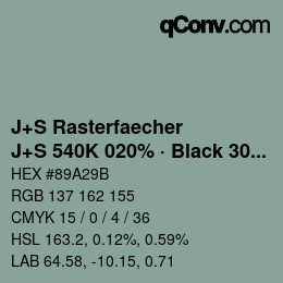 カラーコード: J+S Rasterfaecher - J+S 540K 020% · Black 30% | qconv.com