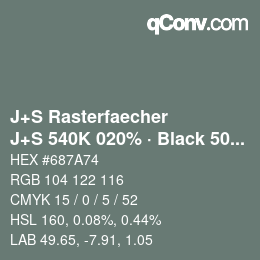 Code couleur: J+S Rasterfaecher - J+S 540K 020% · Black 50% | qconv.com