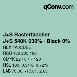 Code couleur: J+S Rasterfaecher - J+S 540K 030% · Black 0% | qconv.com