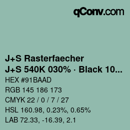 カラーコード: J+S Rasterfaecher - J+S 540K 030% · Black 10% | qconv.com