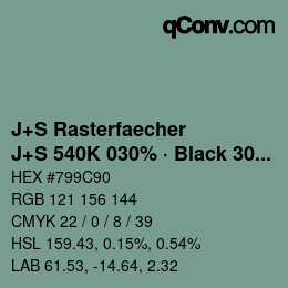 カラーコード: J+S Rasterfaecher - J+S 540K 030% · Black 30% | qconv.com