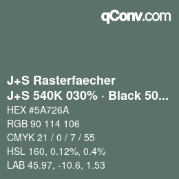 Farbcode: J+S Rasterfaecher - J+S 540K 030% · Black 50% | qconv.com