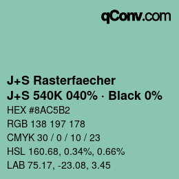 Farbcode: J+S Rasterfaecher - J+S 540K 040% · Black 0% | qconv.com