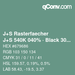 カラーコード: J+S Rasterfaecher - J+S 540K 040% · Black 30% | qconv.com