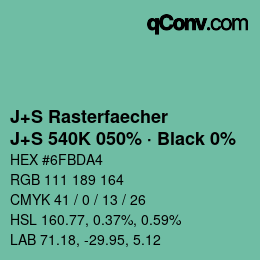Code couleur: J+S Rasterfaecher - J+S 540K 050% · Black 0% | qconv.com