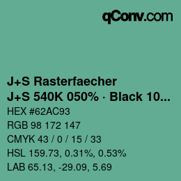 Farbcode: J+S Rasterfaecher - J+S 540K 050% · Black 10% | qconv.com