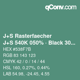 Farbcode: J+S Rasterfaecher - J+S 540K 050% · Black 30% | qconv.com