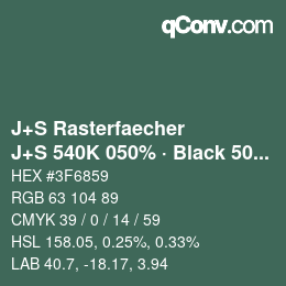 Farbcode: J+S Rasterfaecher - J+S 540K 050% · Black 50% | qconv.com