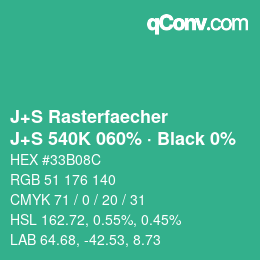 Farbcode: J+S Rasterfaecher - J+S 540K 060% · Black 0% | qconv.com