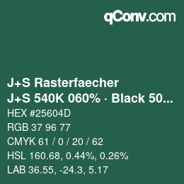 カラーコード: J+S Rasterfaecher - J+S 540K 060% · Black 50% | qconv.com